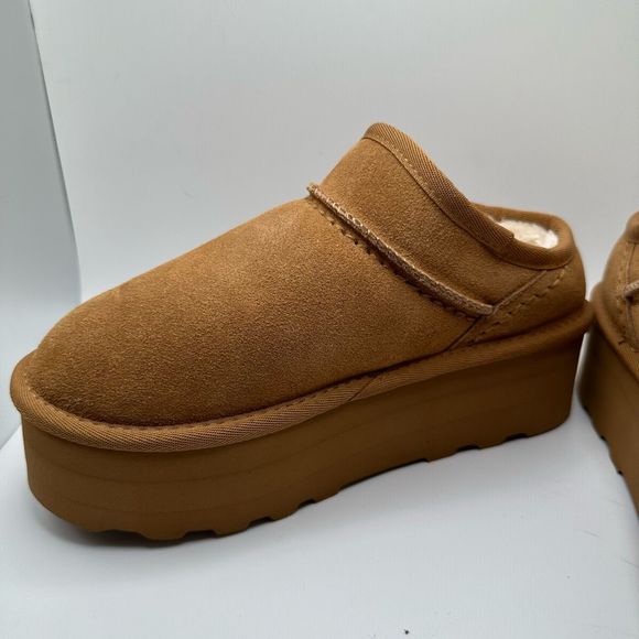 CUSHIONAIRE Women's Genuine Suede Cozy Mule Platform +Memory Foam 7 CHESTNUT - Picture 7 of 7